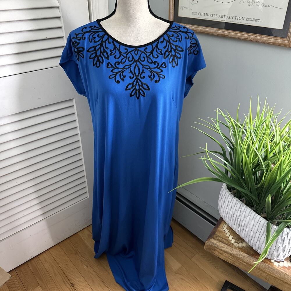 Bob Mackie Dress Large Wearable Art Maxi Shift Retro 90s Bohemian Summer Party
